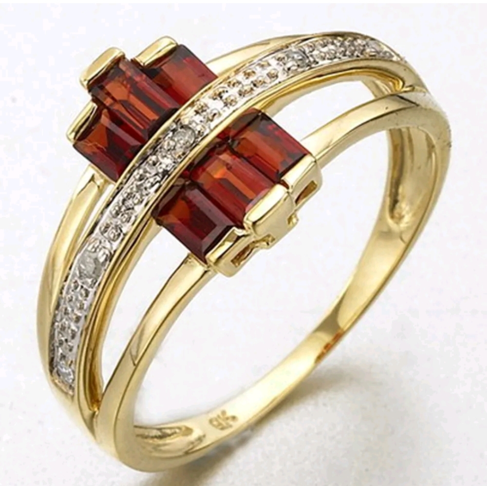 New 18k gold filled garnet cz ring